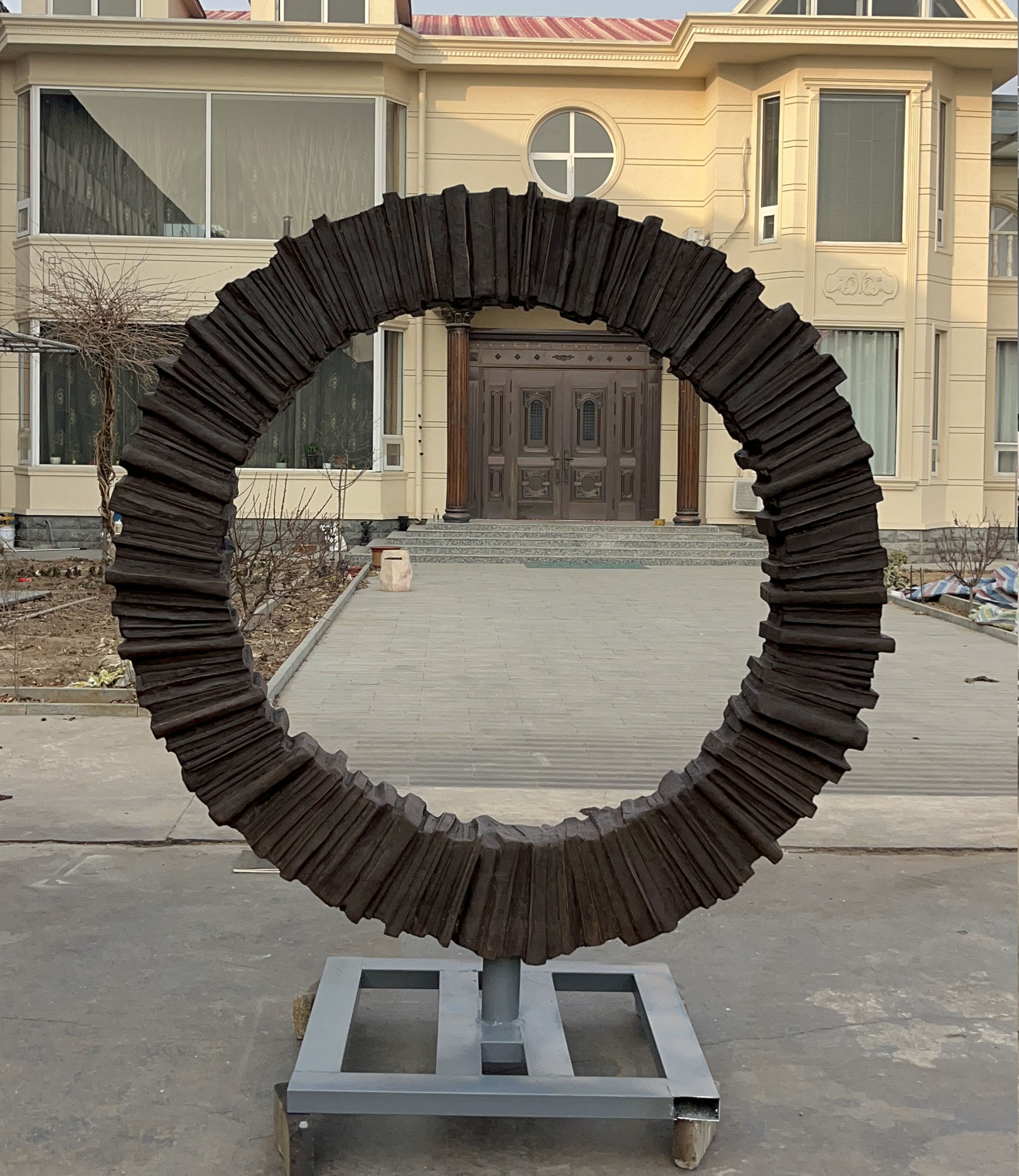 Book-shaped circular landscape sculpture